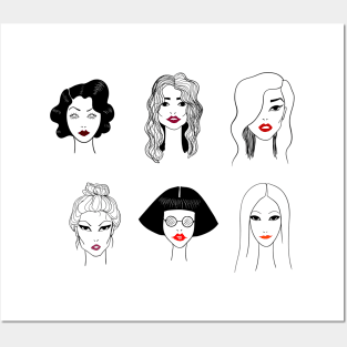 Girls with red lips (lipstick) Posters and Art